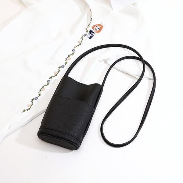 Kvinders beskyttende etui, læder telefon taske, lille crossbody taske - pink/brun/sort