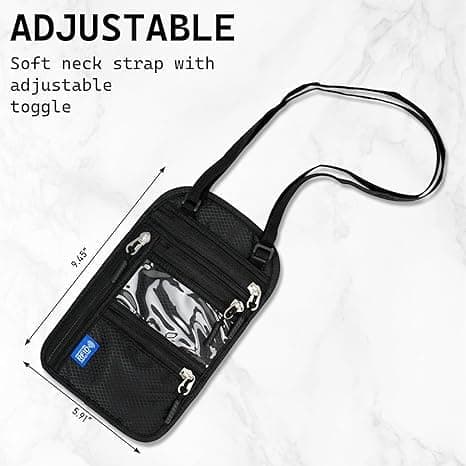 Olkalaukku mobiilille, RFID-suojattu matkalompakko - vedenpitävä passikotelo kaulakorulla merensininen