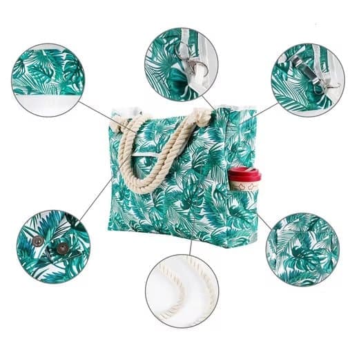 Lollanda Stor strandtaske Dame med lille taske, Vandtæt & Rummelig Strandtaske, Strandtaske / Strandtaske - Picnictaske - 42x15x42 cm