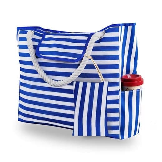 Lollanda Stor strandtaske Dame med lille taske, Vandtæt & Rummelig Strandtaske, Strandtaske / Strandtaske - Picnictaske - 42x15x42 cm