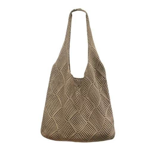 Lollanda Strandväska Dam Stickad Nätväska 39x61 cm, Väska till Strand - Boho Axelväska