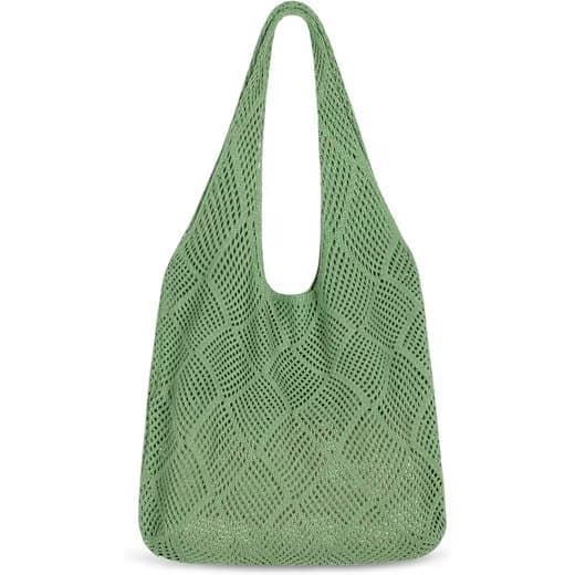 Lollanda Strandväska Dam Stickad Nätväska 39x61 cm, Väska till Strand - Boho Axelväska