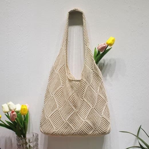 Lollanda Beach Bag Naisten Neulottu verkkolaukku 39x61 cm, Rantalaukku - Boho Olkalaukku