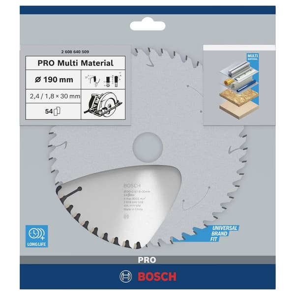 Bosch Accessories Multi Material 2608640509 Hårdmetall cirkelsågklinga 190 x 30 x 2.4 mm Antal tänder (per tum): 54 1 s