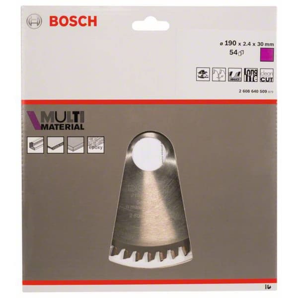 Bosch Accessories Multi Material 2608640509 Hårdmetall cirkelsågklinga 190 x 30 x 2.4 mm Antal tänder (per tum): 54 1 s