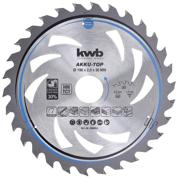 kwb 586954 Hårdmetall cirkelsågklinga 190 x 30 x 1.3 mm Antal tänder (per tum): 30 1 st