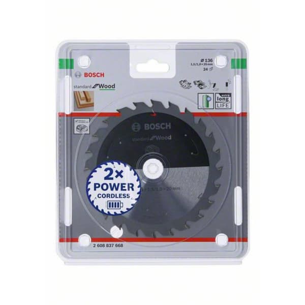 Bosch Accessories Bosch 2608837668 Hårdmetall cirkelsågklinga 136 x 20 mm Antal tänder (per tum): 24 1 st