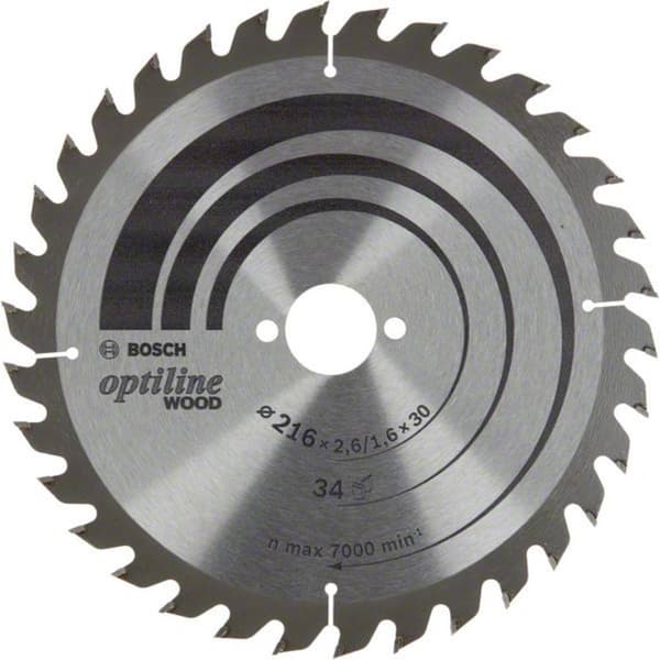 Bosch Accessories Optiline 2608838409 Cirkelsågblad 216 x 30 x 1.6 mm Antal tänder (per tum): 34 1 st
