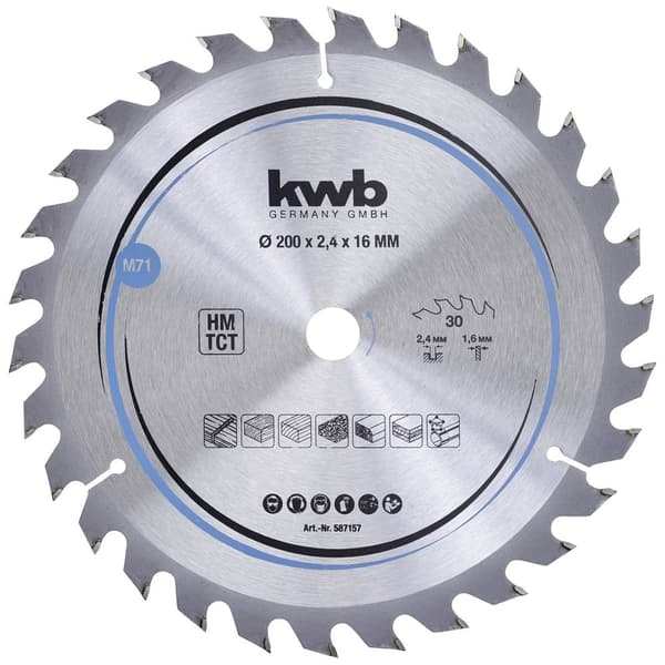 kwb 587157 Hårdmetall cirkelsågklinga 200 x 16 mm 1 st