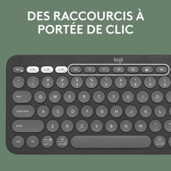 Langaton näppäimistö tablettitelineellä - Logitech K380, Harmaa Grafiitti Tummanharmaa AZERTY - Ranskalainen asettelu - Kätevä ja käytännöllinen.