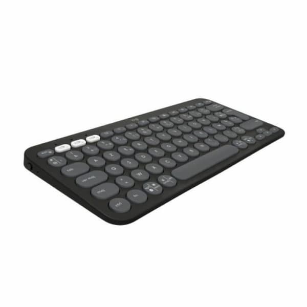 Langaton näppäimistö tablettitelineellä - Logitech K380, Harmaa Grafiitti Tummanharmaa AZERTY - Ranskalainen asettelu - Kätevä ja käytännöllinen.