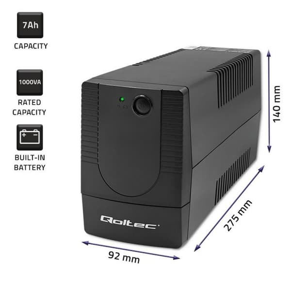 Interaktiv strømforsyning (UPS) Qoltec 53774 600 W - Effektiv og pålidelig strømforsyning til dit system.