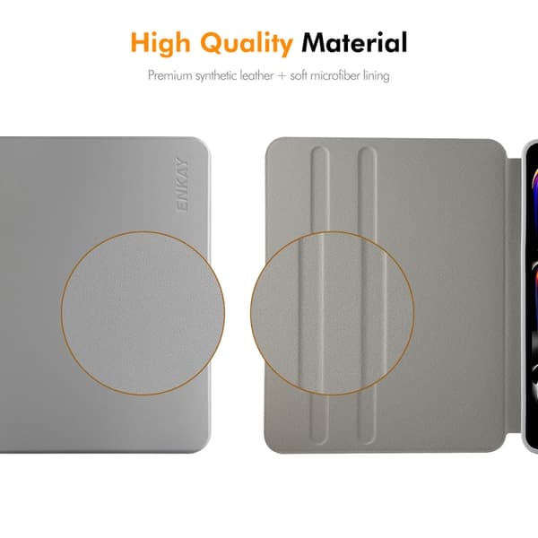 Konstläderfodral med ställ till iPad Pro 13 2024 - Grå