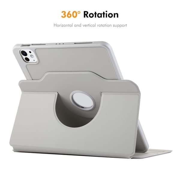 Keinonahkakotelo jalustalla iPad Pro 11 2022 / 2021 / 2020 - harmaa