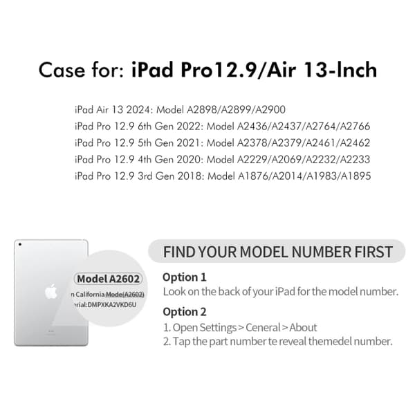 Keinonahkainen kotelo jalustalla iPad Pro 12,9 2022/ Air 13 2024 - harmaa