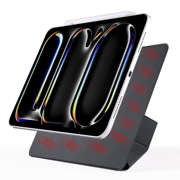 Kunstlærveske med stativ og magneter for iPad Pro 12.9 2022 / 2021 / 2020 - Svart