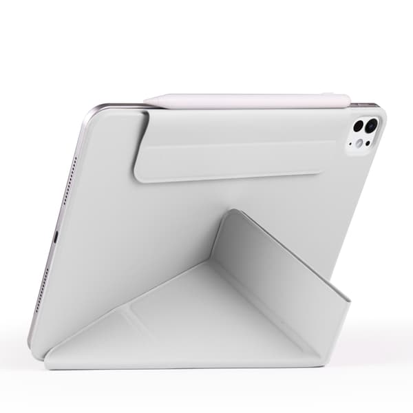 Keinonahkakotelo jalustalla ja magneeteilla iPad Pro 12.9 2022 / 2021 / 2020 - harmaa - harmaa