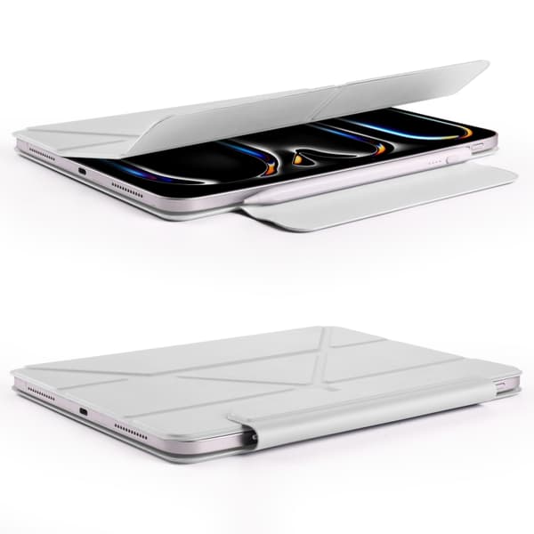 Keinonahkakotelo jalustalla ja magneeteilla iPad Pro 12.9 2022 / 2021 / 2020 - harmaa - harmaa