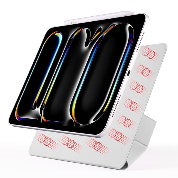 Keinonahkakotelo jalustalla ja magneeteilla iPad Pro 12.9 2022 / 2021 / 2020 - harmaa - harmaa
