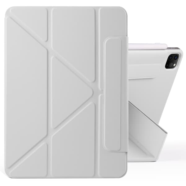 Keinonahkakotelo jalustalla ja magneeteilla iPad Pro 12.9 2022 / 2021 / 2020 - harmaa - harmaa
