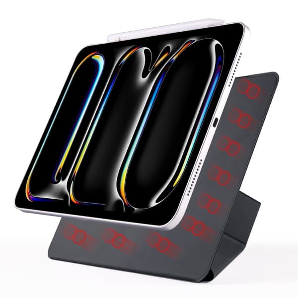 Keinonahkakotelo jalustalla ja magneeteilla iPad Pro 11 2024 - Svart
