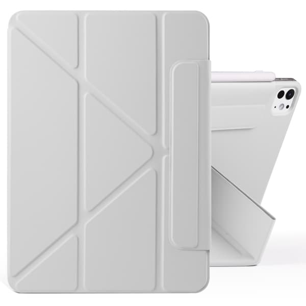 Keinonahkakotelo jalustalla ja magneeteilla iPad Pro 11 2024 - harmaa