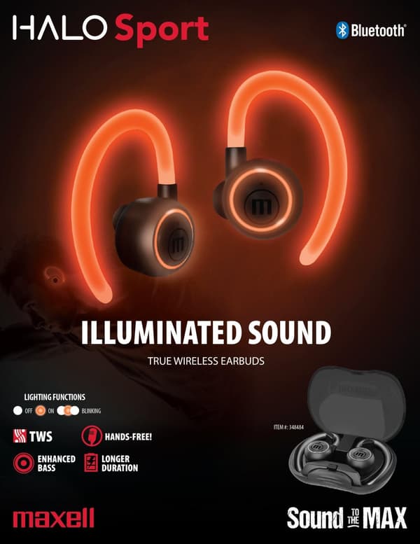 Bluetooth Headset Maxell HALO SPORT, True Wireless, Bluetooth 5.0