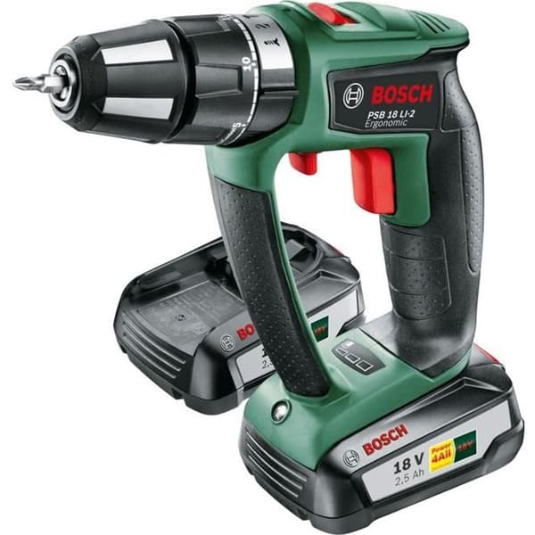 BOSCH Trådlös hammarborr PSB Ergo 18 LI-2 med 2 batterier