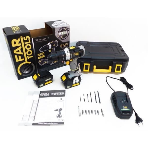 FARTOOLS X-FIT - XF-IMPACT CORDLESS DRILL 18V - med batterier & laddare - 216001