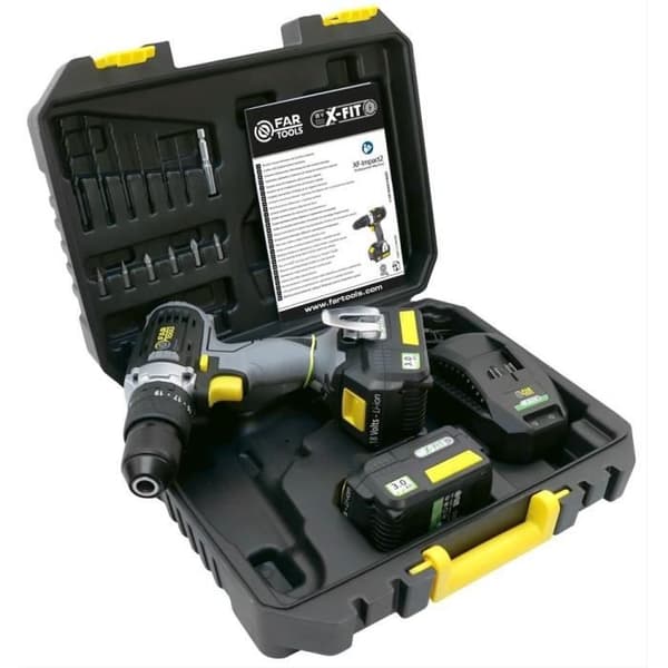 FARTOOLS X-FIT - XF-IMPACT CORDLESS DRILL 18V - med batterier & laddare - 216001