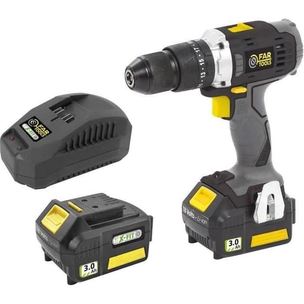 FARTOOLS X-FIT - XF-IMPACT CORDLESS DRILL 18V - med batterier &amp; laddare - 216001