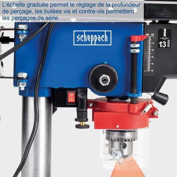 SCHEPPACH - Kolonnborr 16 mm 500W med korslaser och skruvstäd ingår - DP16VLS