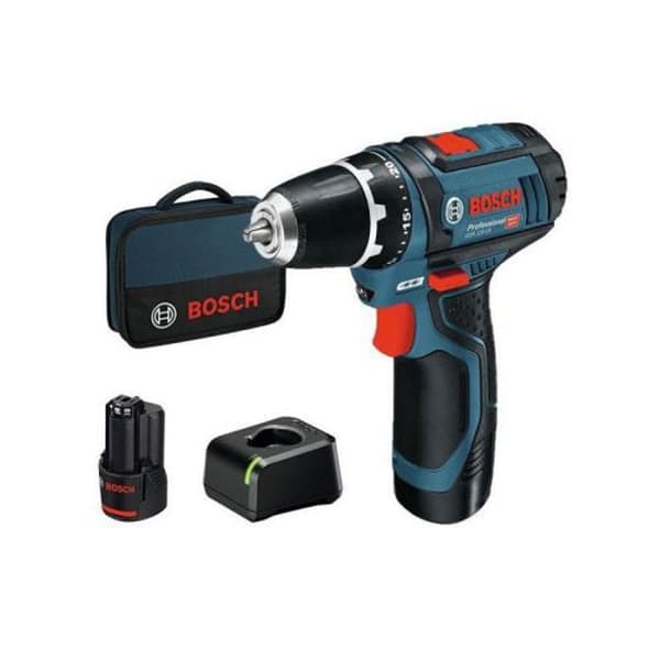 BOSCH PROFESSIONAL Trådlös skruvmejsel 12V GSR 12V-15, 2 x 2,0 Ah + laddare 1230, i påse