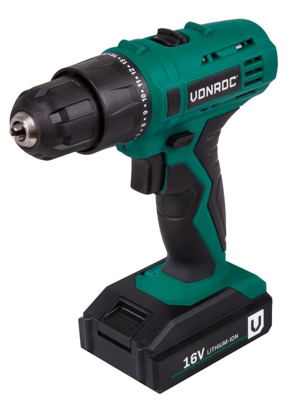 VONROC Bore-/skruemaskine 16V | Inkl. akku og oplader