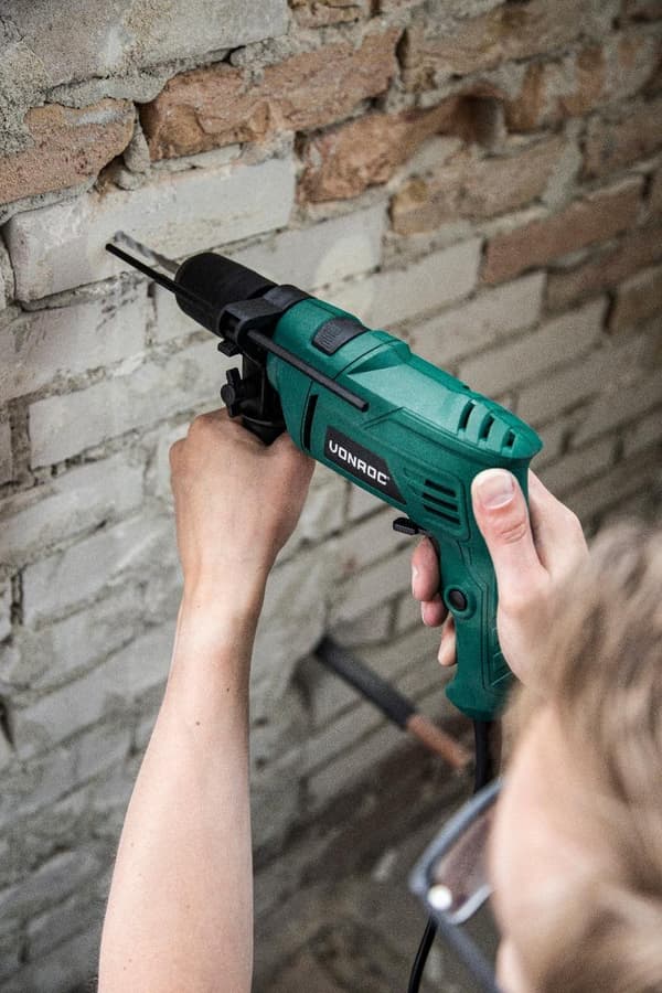 VONROC Borehammer - 500W | Justerbar hastighed | Inkl. Dybdeanslag og sidegreb