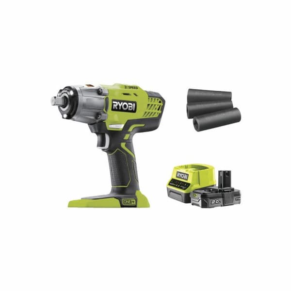 RYOBI 18V OnePlus slagnyckel - 2,0Ah LithiumPlus batteri - R18IW3-120S laddare