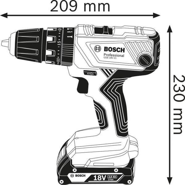 Bosch Professional GSR 18V ??Percussion Drill + 1 Battery 2.0Ah + 1 4Ah Battery + Gal Charger i L-Case