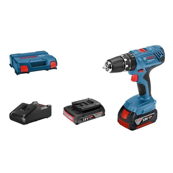 Bosch Professional GSR 18V ??Percussion Drill + 1 Battery 2.0Ah + 1 4Ah Battery + Gal Charger i L-Case