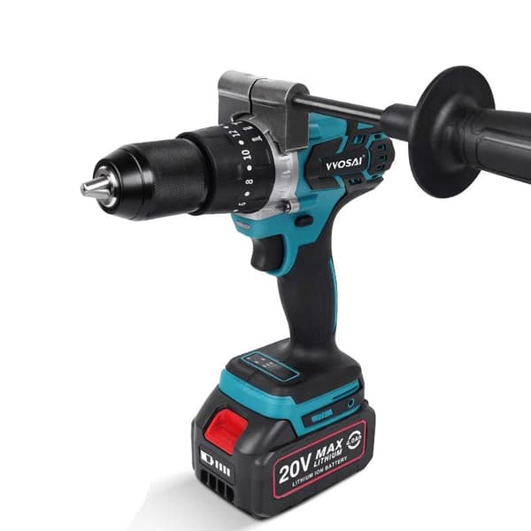 3-i-1 20V 2.0AH 115N.m sladdlös borstlös elektrisk borrmaskin med 1 batteri, elektrisk skruvmejsel med LED-ljus, 2 hastigheter justerbar