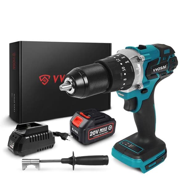 3-i-1 20V 3.0AH 115N.m sladdlös borstlös elektrisk borrmaskin med 1 batteri, elektrisk skruvmejsel med LED-ljus, 2 hastigheter justerbar