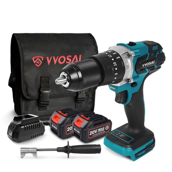 3-i-1 20V 4.0AH 115N.m sladdlös borstlös elektrisk borrmaskin med 2 batterier, elektrisk skruvmejsel med LED-ljus, 2 hastigheter