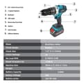 Miniatyrbild 10 av 10: 3-i-1 20V 4.0AH 115N.m sladdlös borstlös elektrisk borrmaskin med 2 batterier/tillbehör, elektrisk skruvmejsel med LED-ljus, 2 hastigheter