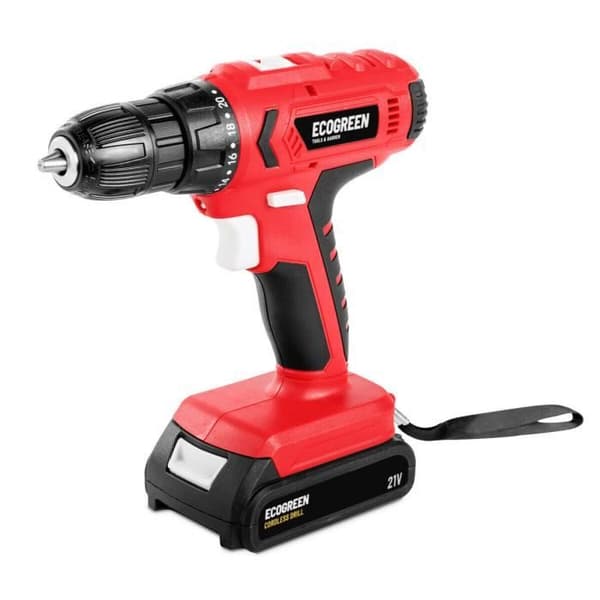 21V, 1,3Ah och 1500RPM sladdlös litiumborrmaskin - ECOGREEN