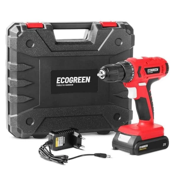 21V, 1,3Ah och 1500RPM sladdlös litiumborrmaskin - ECOGREEN