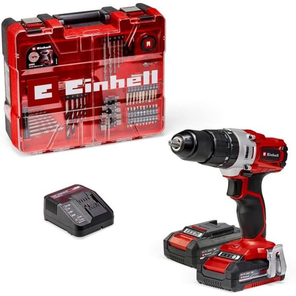 Sladdlös slagborrskruvmejsel - Einhell - TE-CD 18/2 Li-i +64 - 2 batterier - 18V - 13mm - Betong