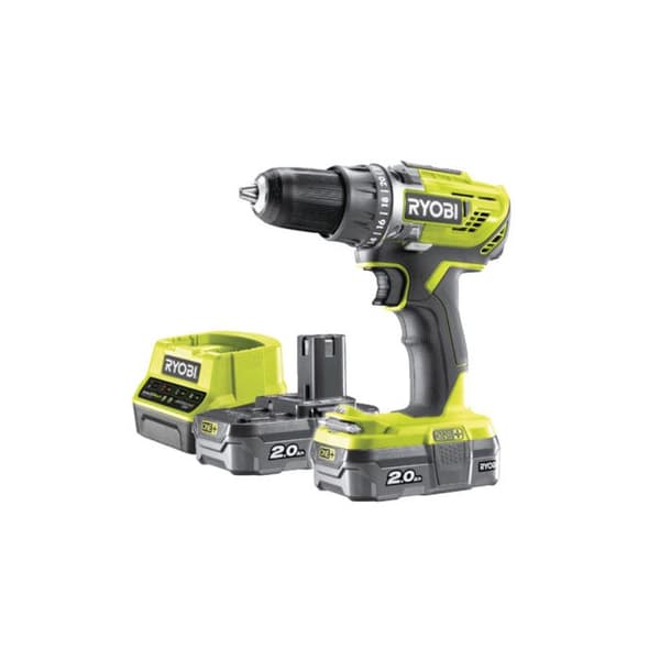 Ryobi One+ R18DD3-220S sladdlös borrmaskin - 2 x 2Ah batterier - 2A snabbladdare - bärväska