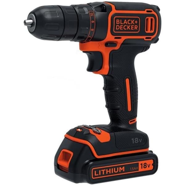 Black & Decker BDCDC18KB 18V 2x 1,5Ah sladdlös borrmaskin/skruvdragare med väska