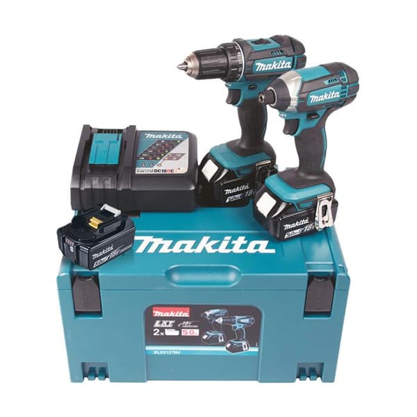 18V DDF482 borrskruvdragare + DTD152 18V slagskruvdragare + 3 x 5Ah batterier + laddare + MAKPAC fodral - MAKITA - DLX2127TJ1