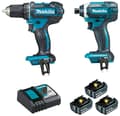 Miniatyrbild 1 av 6: Set med 2 maskiner 18V Borrskruvdragare DDF482 + Slagskruvdragare DTD152 - MAKITA - med 3 batterier 18V 3.0A - snabbladdare