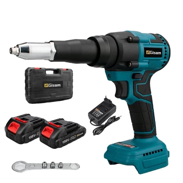 Borstlös elektrisk nitpistol, 20000N dragkraft, 2 batterier inkluderade.,2 Batterilåda 2 Battery PlasticBox